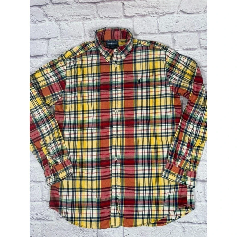 Ralph Lauren Boys Flannel Shirt XL‎ (18-20) Button Down Long Sleeves Plaid Logo